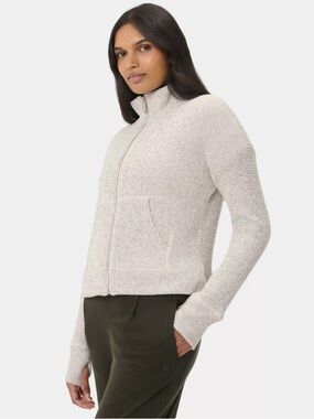 Sweaty Betty Light Gray Full Restful Boucle Jacket